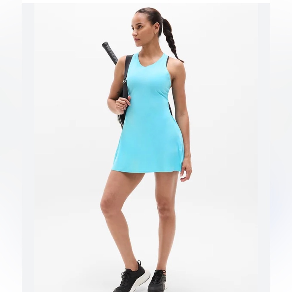 Athleta NWT Aqua Match Point Athletic dress tennis dress Sky Blue women’s sz Med - Picture 2 of 10